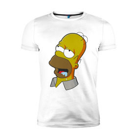 Мужская футболка премиум с принтом Simpsons в Екатеринбурге, 92% хлопок, 8% лайкра | приталенный силуэт, круглый вырез ворота, длина до линии бедра, короткий рукав | simpsons donut brain симпсон гомер homer