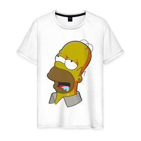Мужская футболка хлопок с принтом Simpsons в Екатеринбурге, 100% хлопок | прямой крой, круглый вырез горловины, длина до линии бедер, слегка спущенное плечо. | simpsons donut brain симпсон гомер homer