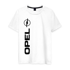 Мужская футболка хлопок с принтом OPEL в Екатеринбурге, 100% хлопок | прямой крой, круглый вырез горловины, длина до линии бедер, слегка спущенное плечо. | opel опель