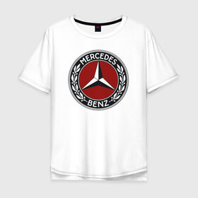 Мужская футболка хлопок Oversize с принтом Mercedes-Benz в Екатеринбурге, 100% хлопок | свободный крой, круглый ворот, “спинка” длиннее передней части | mercedes benz мерседес