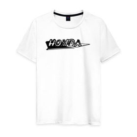 Мужская футболка хлопок с принтом Honda custom logo в Екатеринбурге, 100% хлопок | прямой крой, круглый вырез горловины, длина до линии бедер, слегка спущенное плечо. | Тематика изображения на принте: honda custom logo хонда