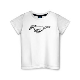Детская футболка хлопок с принтом ford mustang в Екатеринбурге, 100% хлопок | круглый вырез горловины, полуприлегающий силуэт, длина до линии бедер | ford mustang форд