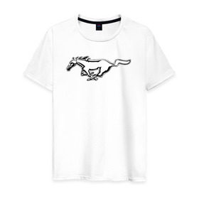 Мужская футболка хлопок с принтом ford mustang в Екатеринбурге, 100% хлопок | прямой крой, круглый вырез горловины, длина до линии бедер, слегка спущенное плечо. | ford mustang форд