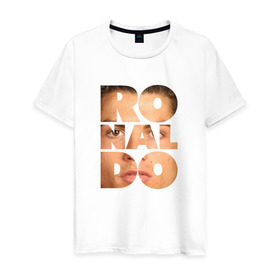 Мужская футболка хлопок с принтом Ronaldo face в Екатеринбурге, 100% хлопок | прямой крой, круглый вырез горловины, длина до линии бедер, слегка спущенное плечо. | Тематика изображения на принте: cristiano | ronaldo | криштиану | роналдо | роналду