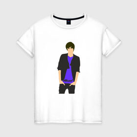Женская футболка хлопок с принтом Никита Киоссе (Mband) в Екатеринбурге, 100% хлопок | прямой крой, круглый вырез горловины, длина до линии бедер, слегка спущенное плечо | mband | группа | она вернется