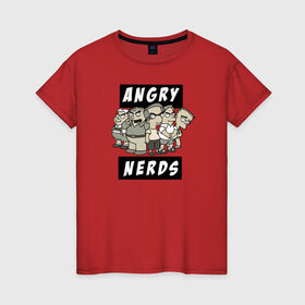 Женская футболка хлопок с принтом Angry Nerds в Екатеринбурге, 100% хлопок | прямой крой, круглый вырез горловины, длина до линии бедер, слегка спущенное плечо | angry nerds simpsons симпсоны нерд angry bird