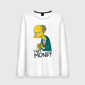 Мужской лонгслив хлопок с принтом Mr Burns get money в Екатеринбурге, 100% хлопок |  | Тематика изображения на принте: get | i | money | simpsons