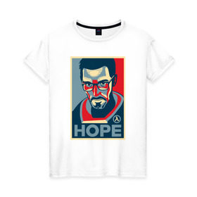 Женская футболка хлопок с принтом Half-Life HOPE в Екатеринбурге, 100% хлопок | прямой крой, круглый вырез горловины, длина до линии бедер, слегка спущенное плечо | half life | hl | mr.freeman | мистер фрим | надежда на hl3hope | халф лайф