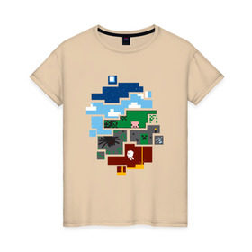 Женская футболка хлопок с принтом Minecraft world в Екатеринбурге, 100% хлопок | прямой крой, круглый вырез горловины, длина до линии бедер, слегка спущенное плечо | майнкрафт | мир