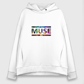 Женское худи Oversize хлопок с принтом Muse colour в Екатеринбурге, френч-терри — 70% хлопок, 30% полиэстер. Мягкий теплый начес внутри —100% хлопок | боковые карманы, эластичные манжеты и нижняя кромка, капюшон на магнитной кнопке | muse