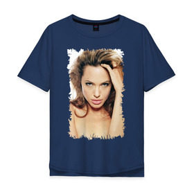 Мужская футболка хлопок Oversize с принтом Анджелина Джоли в Екатеринбурге, 100% хлопок | свободный крой, круглый ворот, “спинка” длиннее передней части | angelina jolie | анджелина джоли | кинозвезда