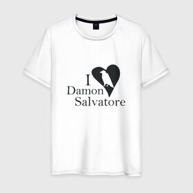 Мужская футболка хлопок с принтом Деймон Сальваторе в Екатеринбурге, 100% хлопок | прямой крой, круглый вырез горловины, длина до линии бедер, слегка спущенное плечо. | damon | герой сериала дневники вампирадневники вампира