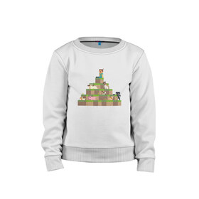 Детский свитшот хлопок с принтом Вершина холма в Minecraft в Екатеринбурге, 100% хлопок | круглый вырез горловины, эластичные манжеты, пояс и воротник | minecraft | майнкрафт | холм на котором сидят различные мобы из игры minecraftкубы
