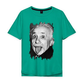 Мужская футболка хлопок Oversize с принтом Энштейн показывает язык в Екатеринбурге, 100% хлопок | свободный крой, круглый ворот, “спинка” длиннее передней части | albert einstein | альберт энштейн | учёный | физика