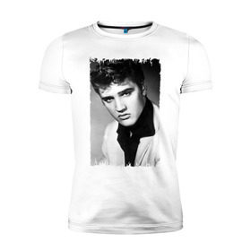 Мужская футболка премиум с принтом Элвис Пресли в Екатеринбурге, 92% хлопок, 8% лайкра | приталенный силуэт, круглый вырез ворота, длина до линии бедра, короткий рукав | elvis presley | король | рок н ролл | элвис пресли
