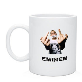Кружка с принтом Eminem Fuck в Екатеринбурге, керамика | объем — 330 мл, диаметр — 80 мм. Принт наносится на бока кружки, можно сделать два разных изображения | marshal mathers | rap | slim shady