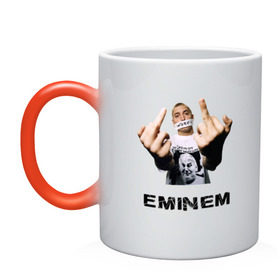 Кружка хамелеон с принтом Eminem Fuck в Екатеринбурге, керамика | меняет цвет при нагревании, емкость 330 мл | marshal mathers | rap | slim shady