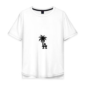Мужская футболка хлопок Oversize с принтом Los Angeles palm в Екатеринбурге, 100% хлопок | свободный крой, круглый ворот, “спинка” длиннее передней части | angeles | la | los | анджелес | ла | лос