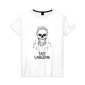Женская футболка хлопок с принтом Tate Langdon в Екатеринбурге, 100% хлопок | прямой крой, круглый вырез горловины, длина до линии бедер, слегка спущенное плечо | american | horror | story | американкая | история