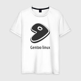 Мужская футболка хлопок с принтом Gentoo linux в Екатеринбурге, 100% хлопок | прямой крой, круглый вырез горловины, длина до линии бедер, слегка спущенное плечо. | gentoo | gentoo linuxпрограммист | linux | unix | админ