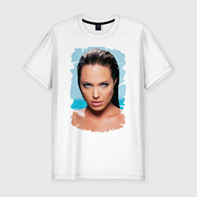 Мужская футболка премиум с принтом Анджелина Джоли в Екатеринбурге, 92% хлопок, 8% лайкра | приталенный силуэт, круглый вырез ворота, длина до линии бедра, короткий рукав | Тематика изображения на принте: 
