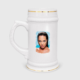 Кружка пивная с принтом Анджелина Джоли в Екатеринбурге,  керамика (Материал выдерживает высокую температуру, стоит избегать резкого перепада температур) |  объем 630 мл | 