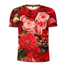 Мужская футболка 3D спортивная с принтом Цветы в Екатеринбурге, 100% полиэстер с улучшенными характеристиками | приталенный силуэт, круглая горловина, широкие плечи, сужается к линии бедра | flower | девушкам | розы | цветочки | цветы
