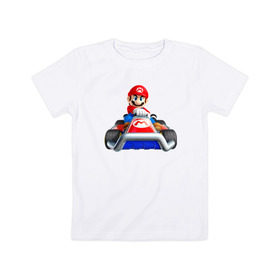 Детская футболка хлопок с принтом Super Mario в Екатеринбурге, 100% хлопок | круглый вырез горловины, полуприлегающий силуэт, длина до линии бедер | 