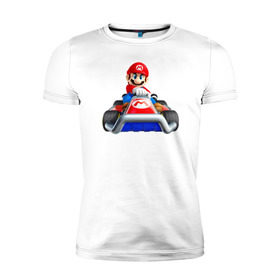Мужская футболка премиум с принтом Super Mario в Екатеринбурге, 92% хлопок, 8% лайкра | приталенный силуэт, круглый вырез ворота, длина до линии бедра, короткий рукав | 