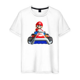 Мужская футболка хлопок с принтом Super Mario в Екатеринбурге, 100% хлопок | прямой крой, круглый вырез горловины, длина до линии бедер, слегка спущенное плечо. | 