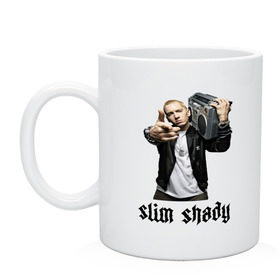 Кружка с принтом Eminem в Екатеринбурге, керамика | объем — 330 мл, диаметр — 80 мм. Принт наносится на бока кружки, можно сделать два разных изображения | eminem | slim shady | рэп