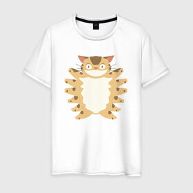 Мужская футболка хлопок с принтом Кот многоножка в Екатеринбурге, 100% хлопок | прямой крой, круглый вырез горловины, длина до линии бедер, слегка спущенное плечо. | cat | кот | коты | кошка | кошки