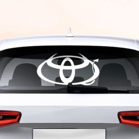 Наклейка на авто - для заднего стекла с принтом Toyota в Екатеринбурге, ПВХ | Точные размеры наклейки зависят от выбранного изображения (ширина не больше 75 мм, высота не больше 45 мм) | автобренд | лого | машина | тойота