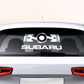 Наклейка на авто - для заднего стекла с принтом Subaru в Екатеринбурге, ПВХ | Точные размеры наклейки зависят от выбранного изображения (ширина не больше 75 мм, высота не больше 45 мм) | Тематика изображения на принте: автобренд | лого | машина | субару