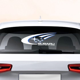 Наклейка на авто - для заднего стекла с принтом Subaru в Екатеринбурге, ПВХ | Точные размеры наклейки зависят от выбранного изображения (ширина не больше 75 мм, высота не больше 45 мм) | автобренд | лого | машина | субару