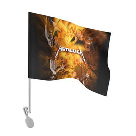 Флаг для автомобиля с принтом METALLICA в Екатеринбурге, 100% полиэстер | Размер: 30*21 см | metallica | rock | металлика | метла | рок