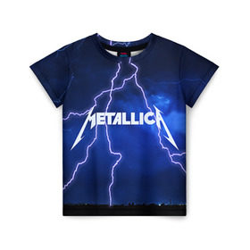 Детская футболка 3D с принтом METALLICA в Екатеринбурге, 100% гипоаллергенный полиэфир | прямой крой, круглый вырез горловины, длина до линии бедер, чуть спущенное плечо, ткань немного тянется | metallica | rock | металлика | рок