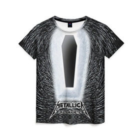 Женская футболка 3D с принтом METALLICA в Екатеринбурге, 100% полиэфир ( синтетическое хлопкоподобное полотно) | прямой крой, круглый вырез горловины, длина до линии бедер | металлика
