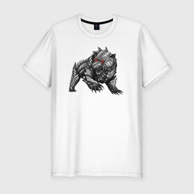 Мужская футболка премиум с принтом Стальной медведь в Екатеринбурге, 92% хлопок, 8% лайкра | приталенный силуэт, круглый вырез ворота, длина до линии бедра, короткий рукав | 