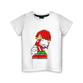 Детская футболка хлопок с принтом Knuckles в Екатеринбурге, 100% хлопок | круглый вырез горловины, полуприлегающий силуэт, длина до линии бедер | knukles | sonic | ехидна | наклз | соник