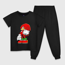 Детская пижама хлопок с принтом Knuckles в Екатеринбурге, 100% хлопок |  брюки и футболка прямого кроя, без карманов, на брюках мягкая резинка на поясе и по низу штанин
 | knukles | sonic | ехидна | наклз | соник