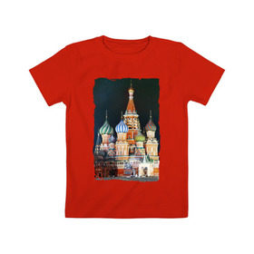 Детская футболка хлопок с принтом Собор Василия Блаженного в Екатеринбурге, 100% хлопок | круглый вырез горловины, полуприлегающий силуэт, длина до линии бедер | Тематика изображения на принте: 