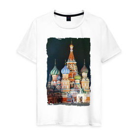 Мужская футболка хлопок с принтом Собор Василия Блаженного в Екатеринбурге, 100% хлопок | прямой крой, круглый вырез горловины, длина до линии бедер, слегка спущенное плечо. | 