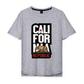 Мужская футболка хлопок Oversize с принтом CALIFORNIA REPUBLIC в Екатеринбурге, 100% хлопок | свободный крой, круглый ворот, “спинка” длиннее передней части | california | usa | калифорния | мода | повседневный | сша