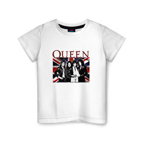 Детская футболка хлопок с принтом Queen band в Екатеринбурге, 100% хлопок | круглый вырез горловины, полуприлегающий силуэт, длина до линии бедер | england | freddie | mercury | queen   легендарная рок группаqueen | фредди меркьури