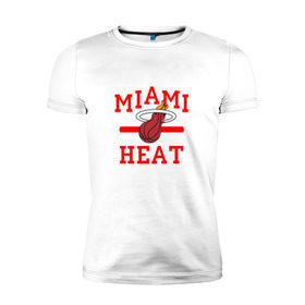 Мужская футболка премиум с принтом Miami Heat в Екатеринбурге, 92% хлопок, 8% лайкра | приталенный силуэт, круглый вырез ворота, длина до линии бедра, короткий рукав | Тематика изображения на принте: basketball | nba | баскетболл | майами | нба | хит