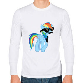 Мужской лонгслив хлопок с принтом Rainbow Dash в Екатеринбурге, 100% хлопок |  | mlp | pony | rainbow dash | пони | радуга | рэйнбоу | усы