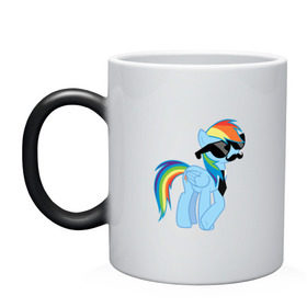 Кружка хамелеон с принтом Rainbow Dash в Екатеринбурге, керамика | меняет цвет при нагревании, емкость 330 мл | Тематика изображения на принте: mlp | pony | rainbow dash | пони | радуга | рэйнбоу | усы
