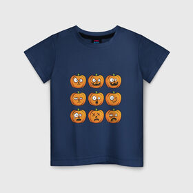 Детская футболка хлопок с принтом Набор тыкв (Хеллоуин) в Екатеринбурге, 100% хлопок | круглый вырез горловины, полуприлегающий силуэт, длина до линии бедер | halloween | мистика | смайл | тыква | ужас | хеллоуин
