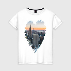 Женская футболка хлопок с принтом Любимый Нью-Йорк в Екатеринбурге, 100% хлопок | прямой крой, круглый вырез горловины, длина до линии бедер, слегка спущенное плечо | new york | америка | мегаполис | сердце | я люблю
